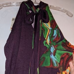 Arden B Plum & floral tie back halter tank